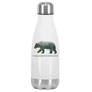 Earth Day Stand Against Deforestation Bear Gift Stainless Steel Insulated Water Bottle