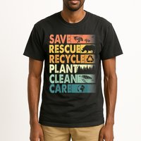 Earth Day Save Bees Rescue Animals Recycle Plastics Retro Tall T-Shirt