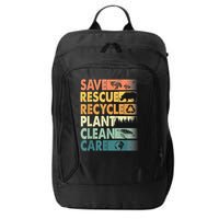 Earth Day Save Bees Rescue Animals Recycle Plastics Retro City Backpack