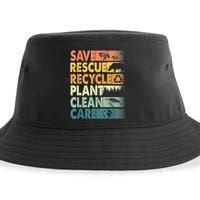 Earth Day Save Bees Rescue Animals Recycle Plastics Retro Sustainable Bucket Hat