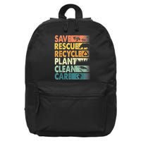 Earth Day Save Bees Rescue Animals Recycle Plastics Retro 16 in Basic Backpack