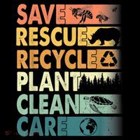 Earth Day Save Bees Rescue Animals Recycle Plastics Retro Poster