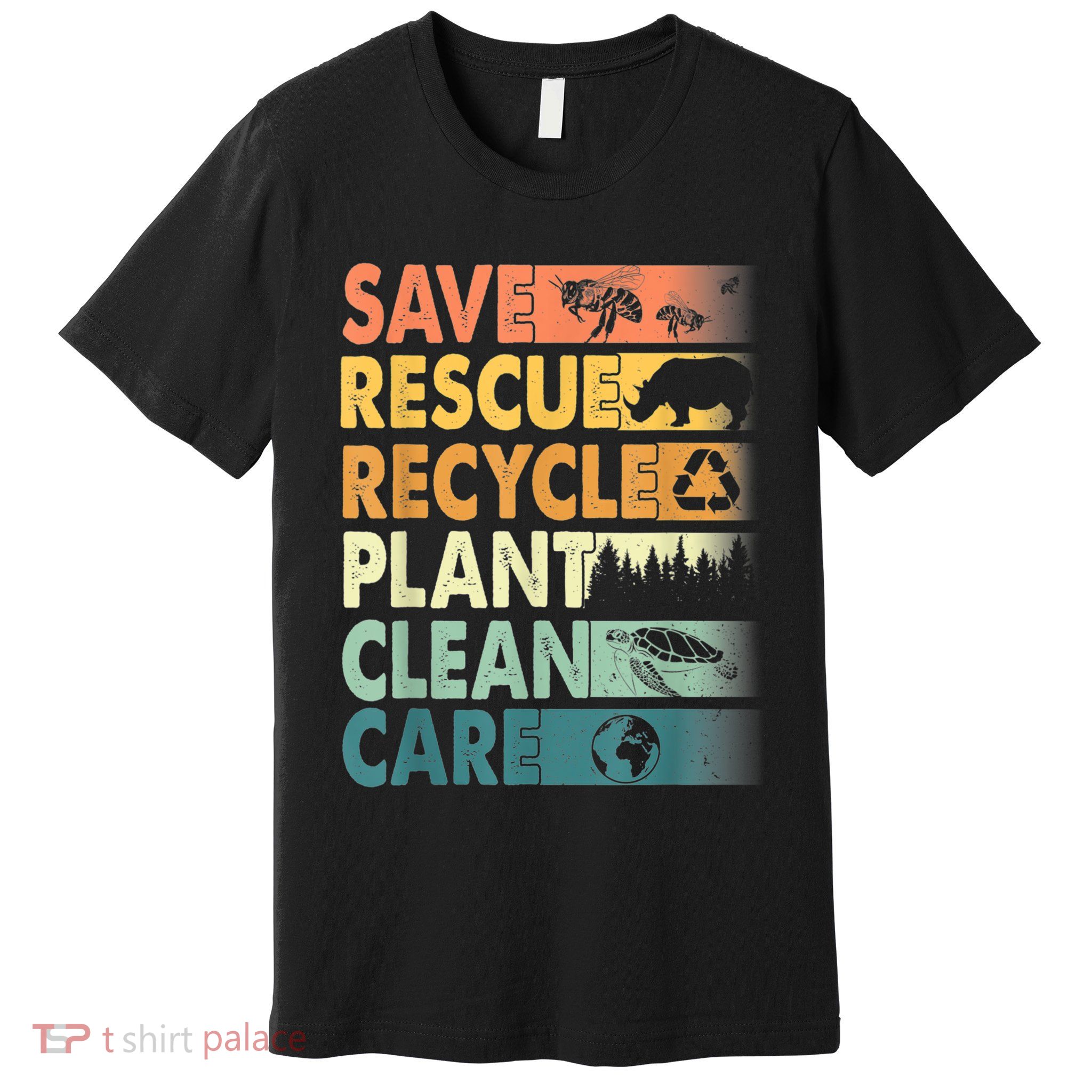 Earth Day Save Bees Rescue Animals Recycle Plastics Retro Premium T-Shirt