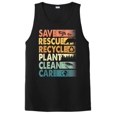 Earth Day Save Bees Rescue Animals Recycle Plastics Retro PosiCharge Competitor Tank