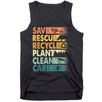 Earth Day Save Bees Rescue Animals Recycle Plastics Retro Tank Top