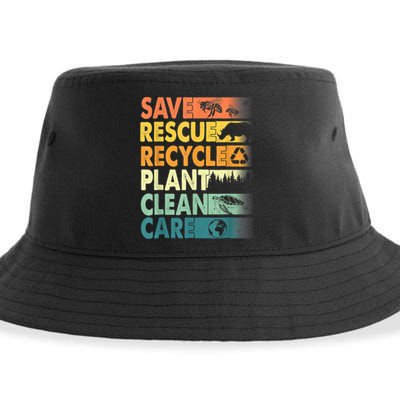 Earth Day Save Bees Recycle Plastics Rescue Animals Sustainable Bucket Hat