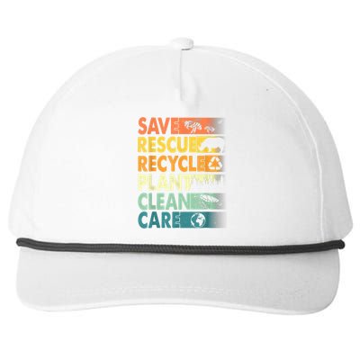 Earth Day Save Bees Recycle Plastics Rescue Animals Snapback Five-Panel Rope Hat