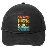 Earth Day Save Bees Recycle Plastics Rescue Animals 7-Panel Snapback Hat