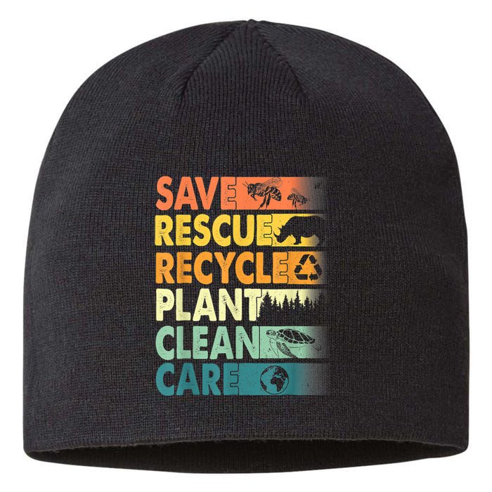 Earth Day Save Bees Recycle Plastics Rescue Animals Sustainable Beanie