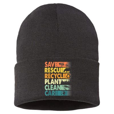 Earth Day Save Bees Recycle Plastics Rescue Animals Sustainable Knit Beanie