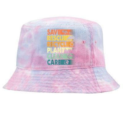 Earth Day Save Bees Recycle Plastics Rescue Animals Tie-Dyed Bucket Hat