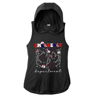 Emergency Department Skeleton Dancing Er Nurse Ladies PosiCharge Tri-Blend Wicking Draft Hoodie Tank