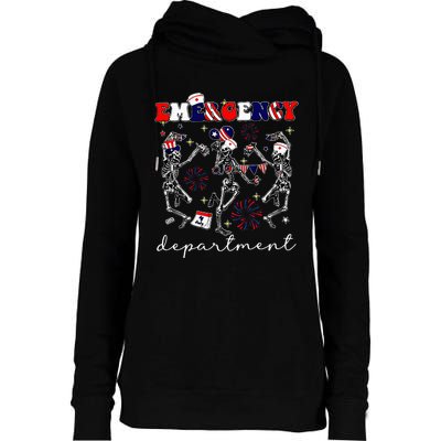 Emergency Department Skeleton Dancing Er Nurse Womens Funnel Neck Pullover Hood