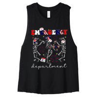 Emergency Department Skeleton Dancing Er Nurse Women's Racerback Cropped Tank