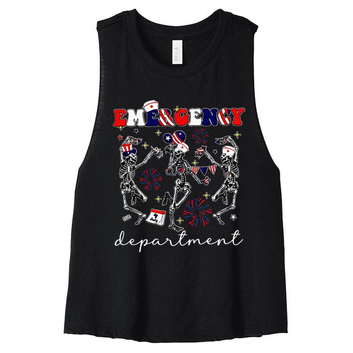 Emergency Department Skeleton Dancing Er Nurse Women's Racerback Cropped Tank