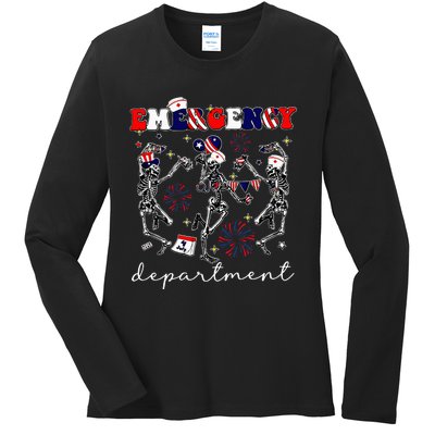 Emergency Department Skeleton Dancing Er Nurse Ladies Long Sleeve Shirt