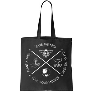 Earth Day Save The Bees Plant More Trees Clean The Seas Tote Bag