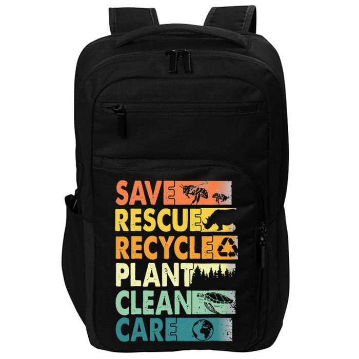 Earth Day Save Bees Recycle Plastics Rescue Animals Impact Tech Backpack