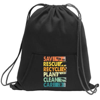 Earth Day Save Bees Recycle Plastics Rescue Animals Sweatshirt Cinch Pack Bag