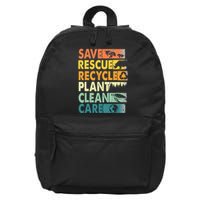 Earth Day Save Bees Recycle Plastics Rescue Animals 16 in Basic Backpack