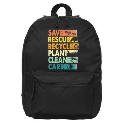 Earth Day Save Bees Recycle Plastics Rescue Animals 16 in Basic Backpack