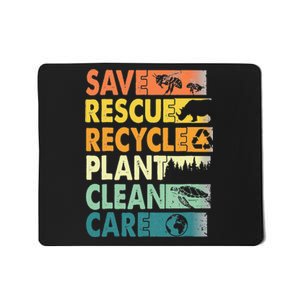 Earth Day Save Bees Recycle Plastics Rescue Animals Mousepad