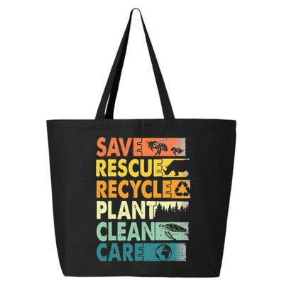 Earth Day Save Bees Recycle Plastics Rescue Animals 25L Jumbo Tote