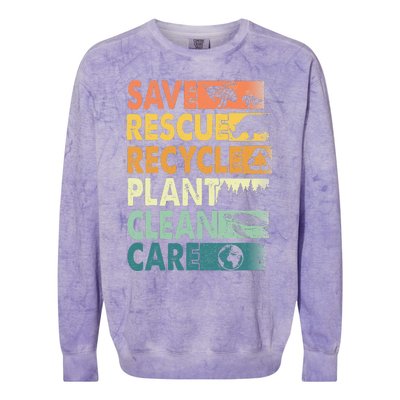 Earth Day Save Bees Rescue Animals Recycle Plastics Colorblast Crewneck Sweatshirt