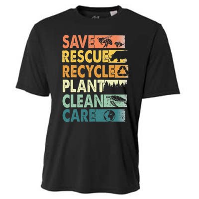 Earth Day Save Bees Rescue Animals Recycle Plastics Cooling Performance Crew T-Shirt