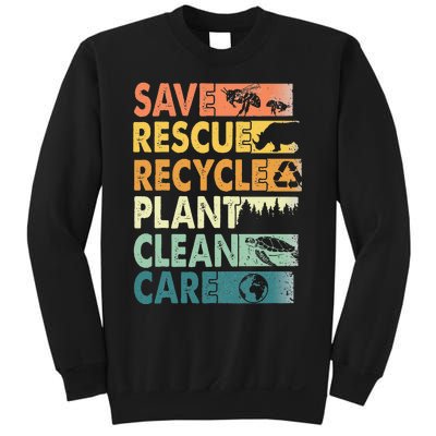 Earth Day Save Bees Rescue Animals Recycle Plastics Sweatshirt