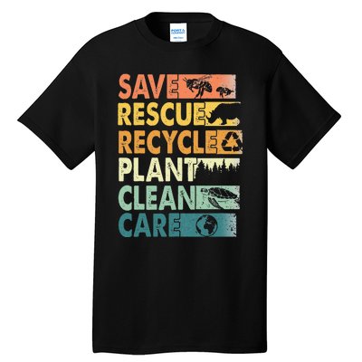 Earth Day Save Bees Rescue Animals Recycle Plastics Tall T-Shirt