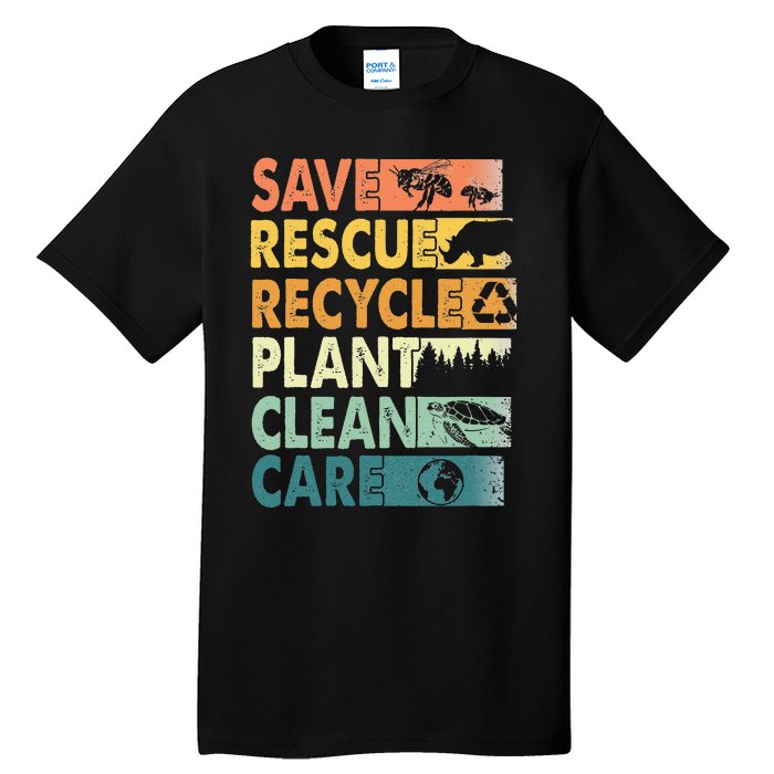 Earth Day Save Bees Rescue Animals Recycle Plastics Tall T-Shirt