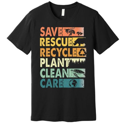 Earth Day Save Bees Rescue Animals Recycle Plastics Premium T-Shirt