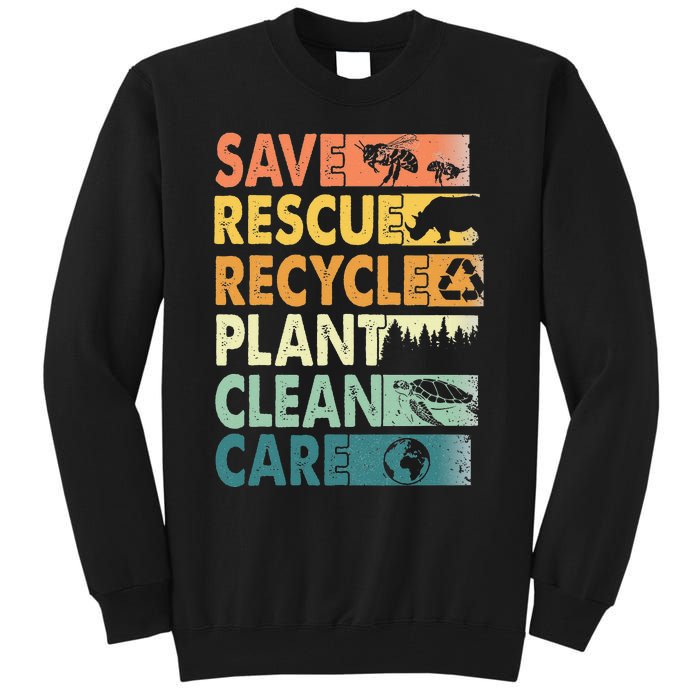 Earth Day Save Bees Rescue Animals Recycle Plastics Tall Sweatshirt