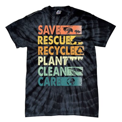 Earth Day Save Bees Rescue Animals Recycle Plastics Tie-Dye T-Shirt