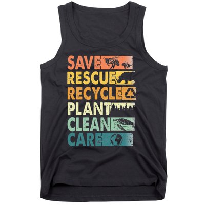 Earth Day Save Bees Rescue Animals Recycle Plastics Tank Top