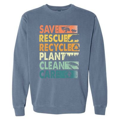 Earth Day Save Bees Rescue Animals Recycle Plastics Garment-Dyed Sweatshirt