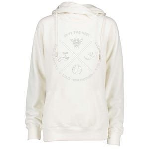 Earth Day Save The Bees Plant More Trees Clean Seas Protect Womens Funnel Neck Pullover Hood