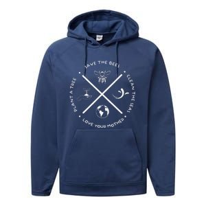 Earth Day Save The Bees Plant More Trees Clean Seas Protect Performance Fleece Hoodie