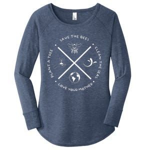 Earth Day Save The Bees Plant More Trees Clean Seas Protect Women's Perfect Tri Tunic Long Sleeve Shirt