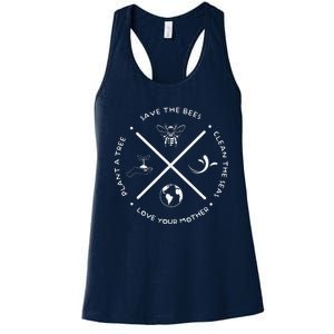 Earth Day Save The Bees Plant More Trees Clean Seas Protect Women's Racerback Tank