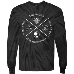 Earth Day Save the Bees Plant More Trees Clean the Seas Tie-Dye Long Sleeve Shirt