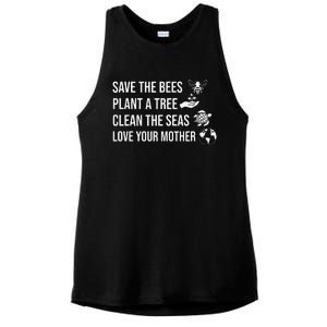 Earth Day Save the Bees Plant More Trees Clean the Seas Ladies PosiCharge Tri-Blend Wicking Tank