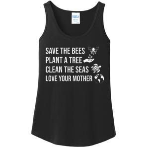 Earth Day Save the Bees Plant More Trees Clean the Seas Ladies Essential Tank