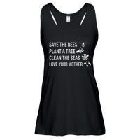 Earth Day Save the Bees Plant More Trees Clean the Seas Ladies Essential Flowy Tank