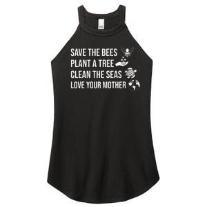 Earth Day Save the Bees Plant More Trees Clean the Seas Women's Perfect Tri Rocker Tank