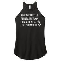 Earth Day Save the Bees Plant More Trees Clean the Seas Women's Perfect Tri Rocker Tank