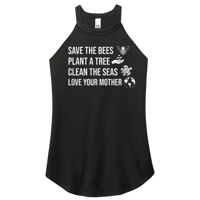 Earth Day Save the Bees Plant More Trees Clean the Seas Women's Perfect Tri Rocker Tank