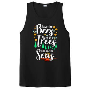 Earth Day Save The Bees Plant More Trees Clean The Seas Funny PosiCharge Competitor Tank