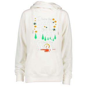 Earth Day Save The Bees Plant More Trees Clean The Seas Funny Womens Funnel Neck Pullover Hood